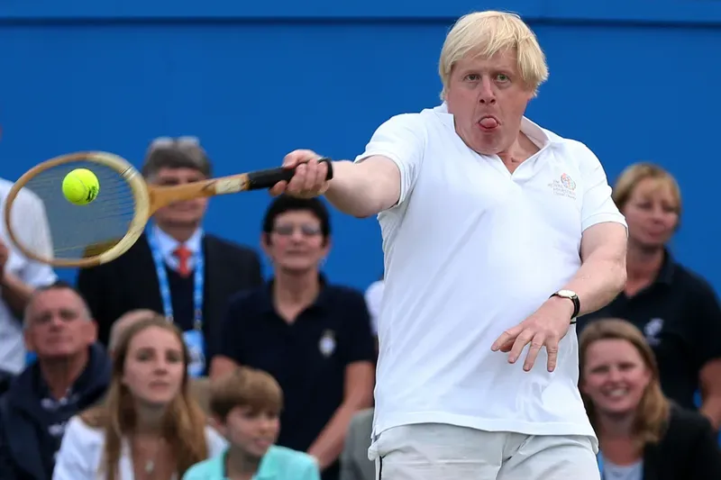 Boris Johnson playing tennis