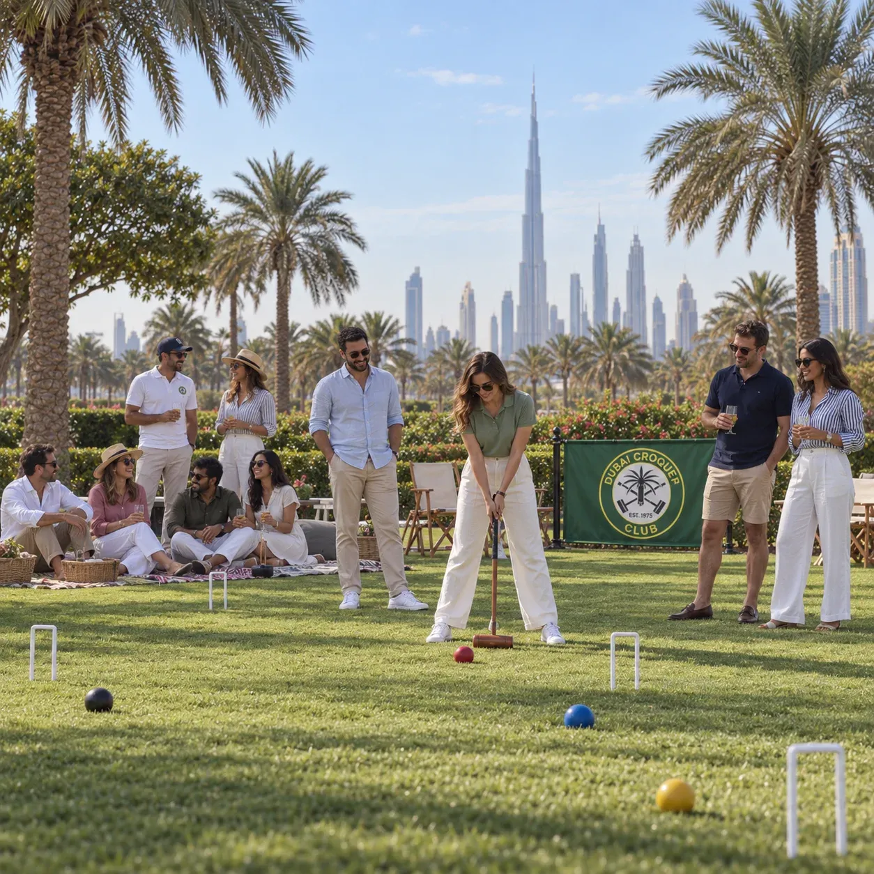boys playing croquet
